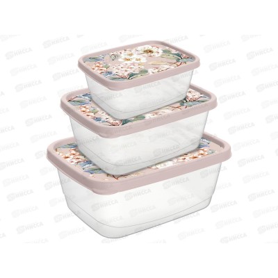 Контейнер для продуктов 3шт с декором бежевый 221160827/06 *24 Контейнер для продуктов 3шт с декором бежевый 221160827/06 *24