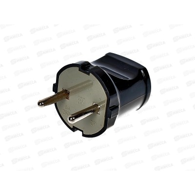 Вилка прямая REXANT без заземления 6А черная, 11-8934