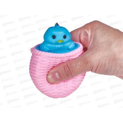 Антистресс-мялка "Уточка в корзине" 6см, 3 цв., ИК-2007 *12