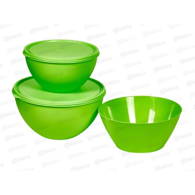 Набор мисок с цветными крыш 2+4л Салатник 2,5л салатовый (Ангора) *12 Набор мисок с цветными крыш 2+4л Салатник 2,5л салатовый (Ангора) *12