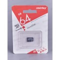 Карта памяти SmartBuy microSD, 64Gb (class10) без адаптера, LE Карта памяти SmartBuy microSD, 64Gb (class10) без адаптера, LE