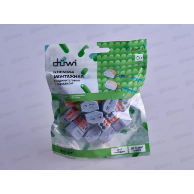 Клемма рычажковая Duwi серые, 20шт, СМК 222-412, 26621 *10 Клемма рычажковая Duwi серые, 20шт, СМК 222-412, 26621 *10