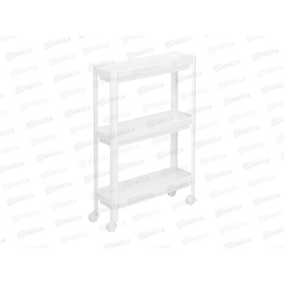 Этажерка 3-х секционная узкая на колесах Белый М2704 *4 Этажерка 3-х секционная узкая на колесах Белый М2704 *4