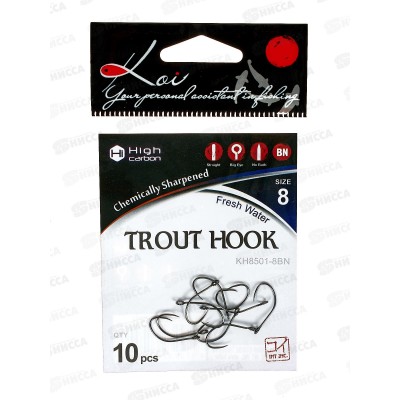 Крючок KOI "TROUT HOOK" р. 8 (INT) цвет BN, КН8501-8BN 10шт Крючок KOI "TROUT HOOK" р. 8 (INT) цвет BN, КН8501-8BN 10шт