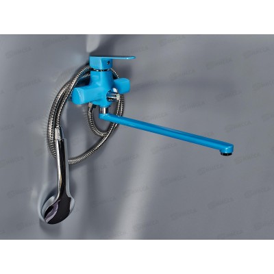 Смеситель для ванны Е22304 длинный излив, синий Смеситель для ванны Е22304 длинный излив, синий