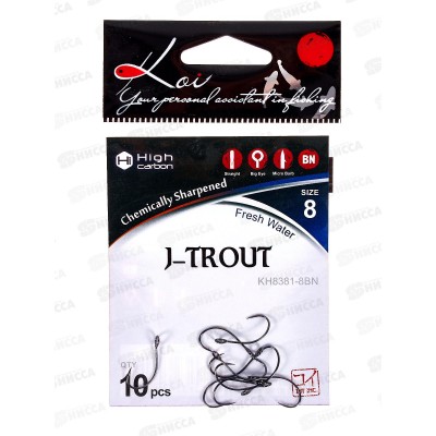 Крючок KOI "J-TROUT" р.8 (INT) цвет BN, КН8381-8BN 10шт Крючок KOI "J-TROUT" р.8 (INT) цвет BN, КН8381-8BN 10шт