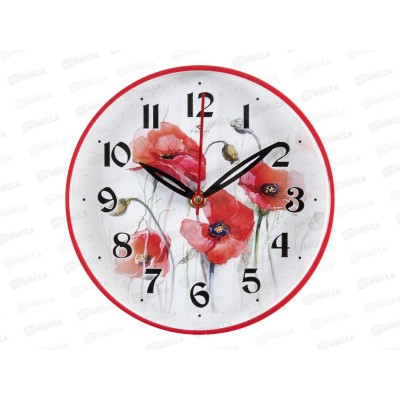 Часы настенные "21 Век" 2019-101(10) Маки Рубин красный корпус d=19,5 Часы настенные "21 Век" 2019-101(10) Маки Рубин красный корпус d=19,5