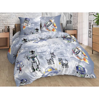 Комплект постельного белья 1.5спальный 215*150 бязь наб,пл125 Город роботов 1наволочка 70*70 Комплект постельного белья 1.5спальный 215*150 бязь наб,пл125 Город роботов 1наволочка 70*70