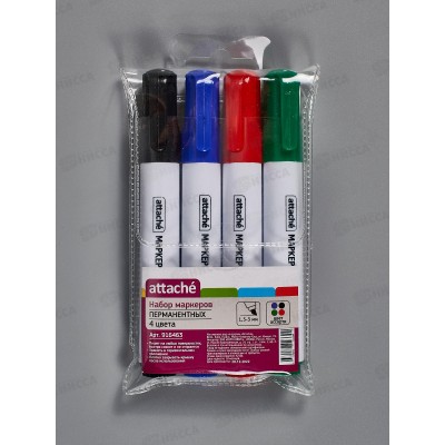 Маркеры ATTACHE 4цв,пермамент. 1,5-3мм,916463*24