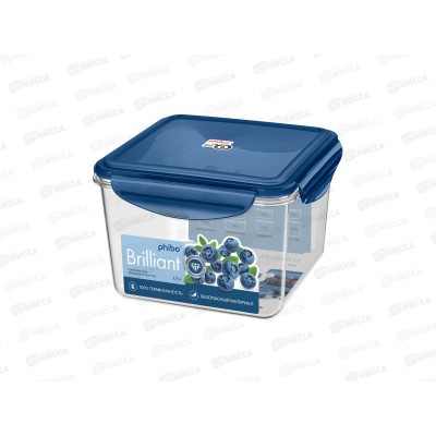 Контейнер для продуктов 1,7л &quotBrilliant&quot квадратный герметичный  Синий 431199817 *12 БП