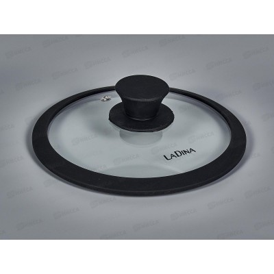 Крышка стеклянная Д 18см силиконовый ободок,ручка,пароотвод 90018