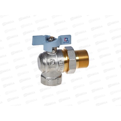 Кран шаровый для воды 3/4" угловой с накидной гайкой, бабочка, CTM СТАНДАРТ *12/72 Кран шаровый для воды 3/4" угловой с накидной гайкой, бабочка, CTM СТАНДАРТ *12/72