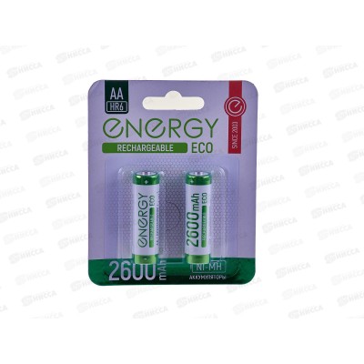 Батарейка Аккумулятор Energy Eco NIMH-2600-HR6/2B AA 2шт на блистере 104989 Батарейка Аккумулятор Energy Eco NIMH-2600-HR6/2B AA 2шт на блистере 104989