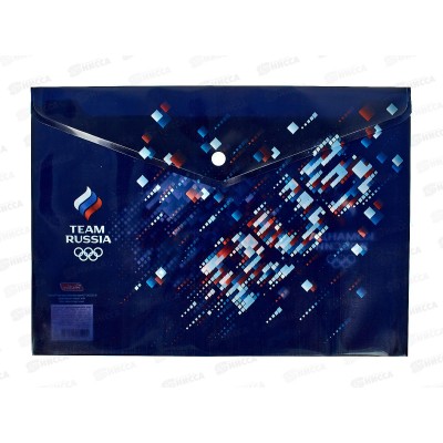 Папка-конверт пластиковая на кнопке Hatber А4 Команда России 16291*10