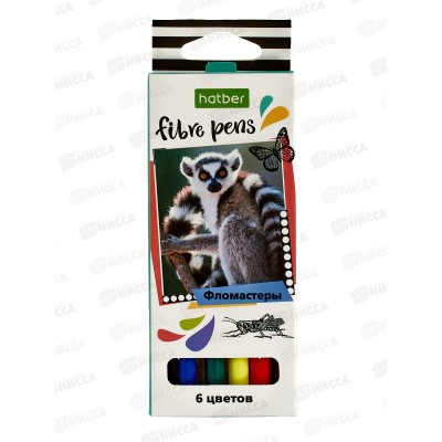 Фломастеры 6 цветов Hatber Сафари, 067043 *24