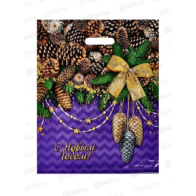 Пак. пробивной НГ 38*47 Блестящие шишки *50/500