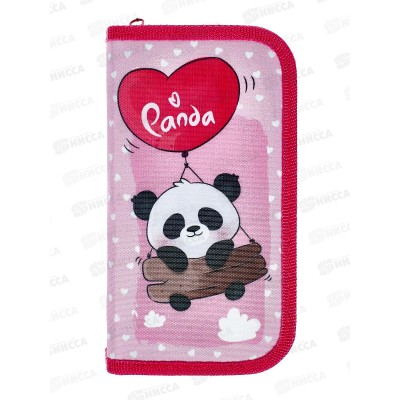 Пенал ПЧЕЛКА 2отд.,Панда на шарике ,печать на ткан.,190*105, ПО-49 *30