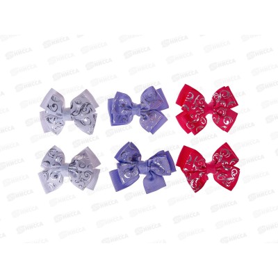 Зажим  д/волос "Бантик" вензеля 6см микс 4072695 *6