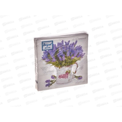 Салфетки 3 слойные 25 листов 24*24 Bouquet de Luxe Лаванда,37097 *15