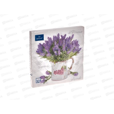 Салфетки 3 слойные 20 листов 33*33 Art Bouquet Лаванда,37393*12