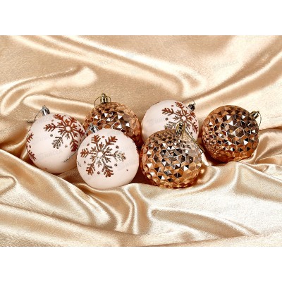 Набор елочных шаров 6шт "Снежное сияние" 8см шампань/белый 201-2067 Набор елочных шаров 6шт "Снежное сияние" 8см шампань/белый 201-2067