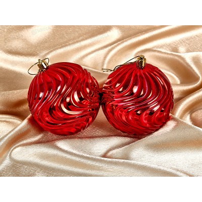 Набор елочных шаров 2шт "Рельеф" 10см красный 201-1766 Набор елочных шаров 2шт "Рельеф" 10см красный 201-1766