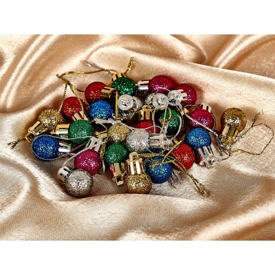 Набор елочных шаров 24шт "Глиттер" 2см микс 652-337 Набор елочных шаров 24шт "Глиттер" 2см микс 652-337