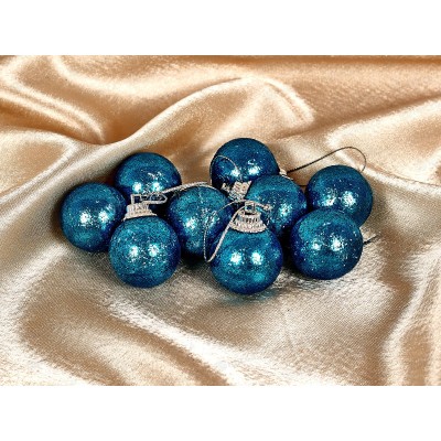 Набор елочных шаров 9шт "Блестящее напыление" 3см голубой 201-0529 Набор елочных шаров 9шт "Блестящее напыление" 3см голубой 201-0529