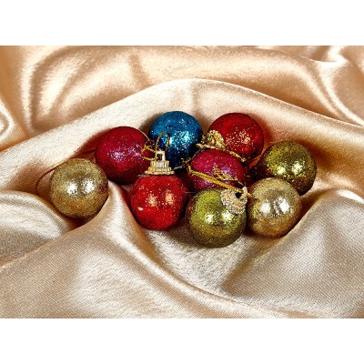 Набор елочных шаров 9шт "Блестящее напыление" 3см микс 201-0531 Набор елочных шаров 9шт "Блестящее напыление" 3см микс 201-0531