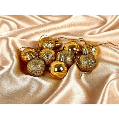 Набор елочных шаров 9шт "Микс фактур" 3см золото 652-338 Набор елочных шаров 9шт "Микс фактур" 3см золото 652-338