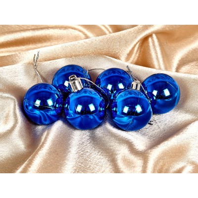 Набор елочных шаров 6шт "Глянец" 4см синий 183-835 Набор елочных шаров 6шт "Глянец" 4см синий 183-835