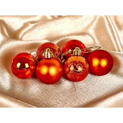 Набор елочных шаров 6шт "Микс фактур" 4см янтарь 196-179 Набор елочных шаров 6шт "Микс фактур" 4см янтарь 196-179