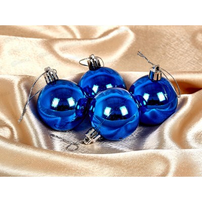 Набор елочных шаров 4шт "Глянец" 5см синий 183-849 Набор елочных шаров 4шт "Глянец" 5см синий 183-849