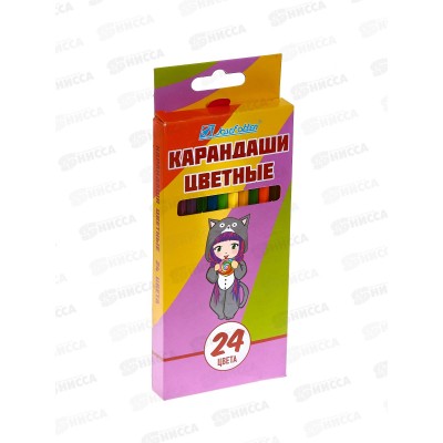 Карандаши 24 цвета J.OTTEN Милашки, картонная упаковка, 7303К-24 *6/120