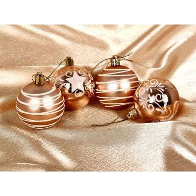 Набор елочных шаров 4шт "Снежная дымка" 6см шампань 201-3682 Набор елочных шаров 4шт "Снежная дымка" 6см шампань 201-3682