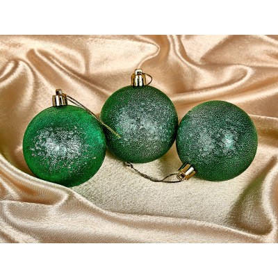 Набор елочных шаров 3шт "Мягкий блеск" 7см зеленый 201-0566 Набор елочных шаров 3шт "Мягкий блеск" 7см зеленый 201-0566