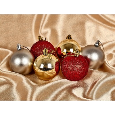 Набор шаров 6шт, 6см "Шелк, бархат и люрекс" НУ-6979 Набор шаров 6шт, 6см "Шелк, бархат и люрекс" НУ-6979