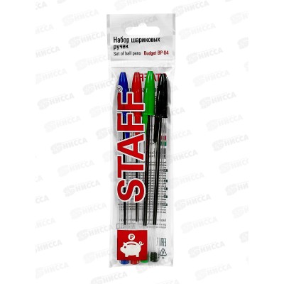 Ручки шариковые STAFF 4цв. 143872*24 Ручки шариковые STAFF 4цв. 143872*24