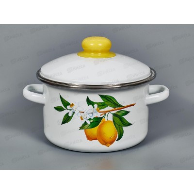 Кастрюля 2,0л эмалированная с рисунком 01-1610/4 Лимоны *8 Кастрюля 2,0л эмалированная с рисунком 01-1610/4 Лимоны *8
