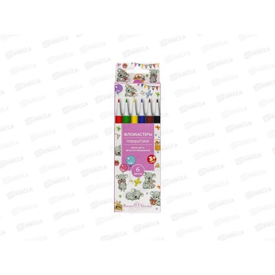 Фломастеры 6 цветов АЛЬТ Happycolor,32-0024*30