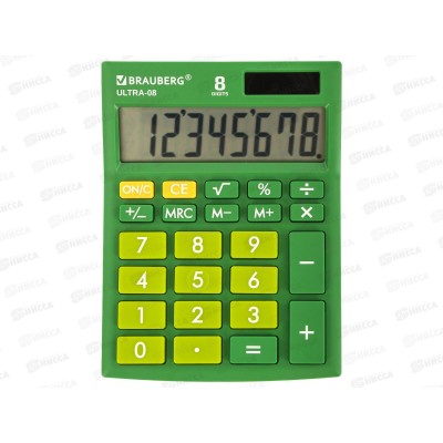 Калькулятор BRAU 8разряд.,компакт. зелен.,250509*200 Калькулятор BRAU 8разряд.,компакт. зелен.,250509*200