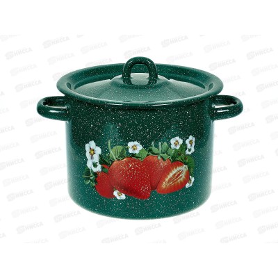 Кастрюля 3,5л цилиндрическая Клубника садовая, зеленый рябчик с петлей С1612.з*59 Кастрюля 3,5л цилиндрическая Клубника садовая, зеленый рябчик с петлей С1612.з*59