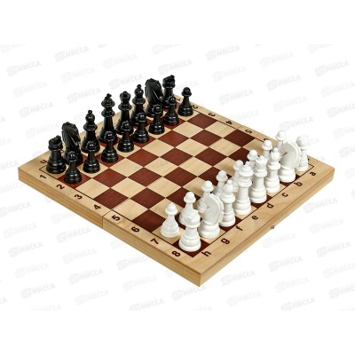 Шахматы (деревянная коробка, пласт. фигуры, поле 29х29см) 03878 Шахматы (деревянная коробка, пласт. фигуры, поле 29х29см) 03878