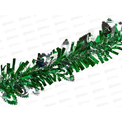 Мишура 002015 листопад 9см х 2м.зеленый-серебро., AL-3367 *360