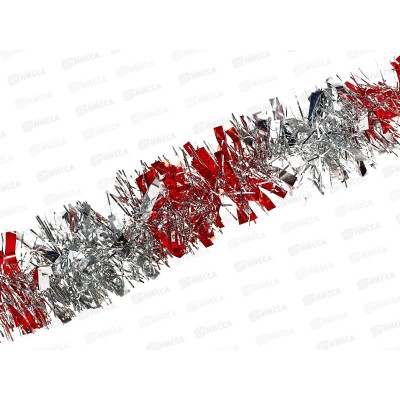 Мишура 002015 луксор 9см х 2м. красный-серебро, AL-3358 *200