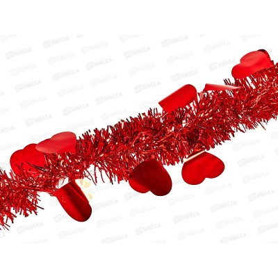 Мишура 002015 сердце 13см х 2м. красный, AL-3337 *500