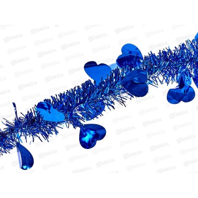 Мишура 002015 сердце 13см х 2м. синий, AL-3337 *500 Мишура 002015 сердце 13см х 2м. синий, AL-3337 *500
