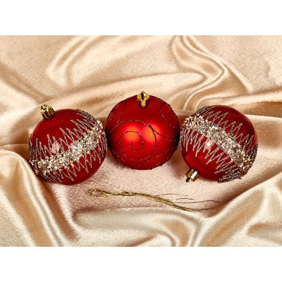Набор шаров 3шт d8см Изящный, красный, SY2022DG-422  АТМ Набор шаров 3шт d8см Изящный, красный, SY2022DG-422  АТМ