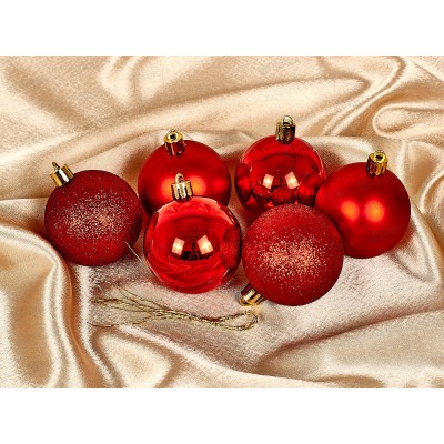 Набор шаров 6шт d6см красный, SY2022DG-461-2  АТМ Набор шаров 6шт d6см красный, SY2022DG-461-2  АТМ