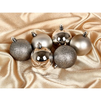 Набор шаров 6шт d6см серебро, SY2022DG-461-6  АТМ Набор шаров 6шт d6см серебро, SY2022DG-461-6  АТМ